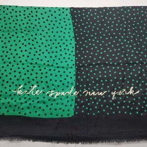 Kate Spade New York Women's Autumn Dot Oblong Scarf 24"x78" Green/Black NWT
